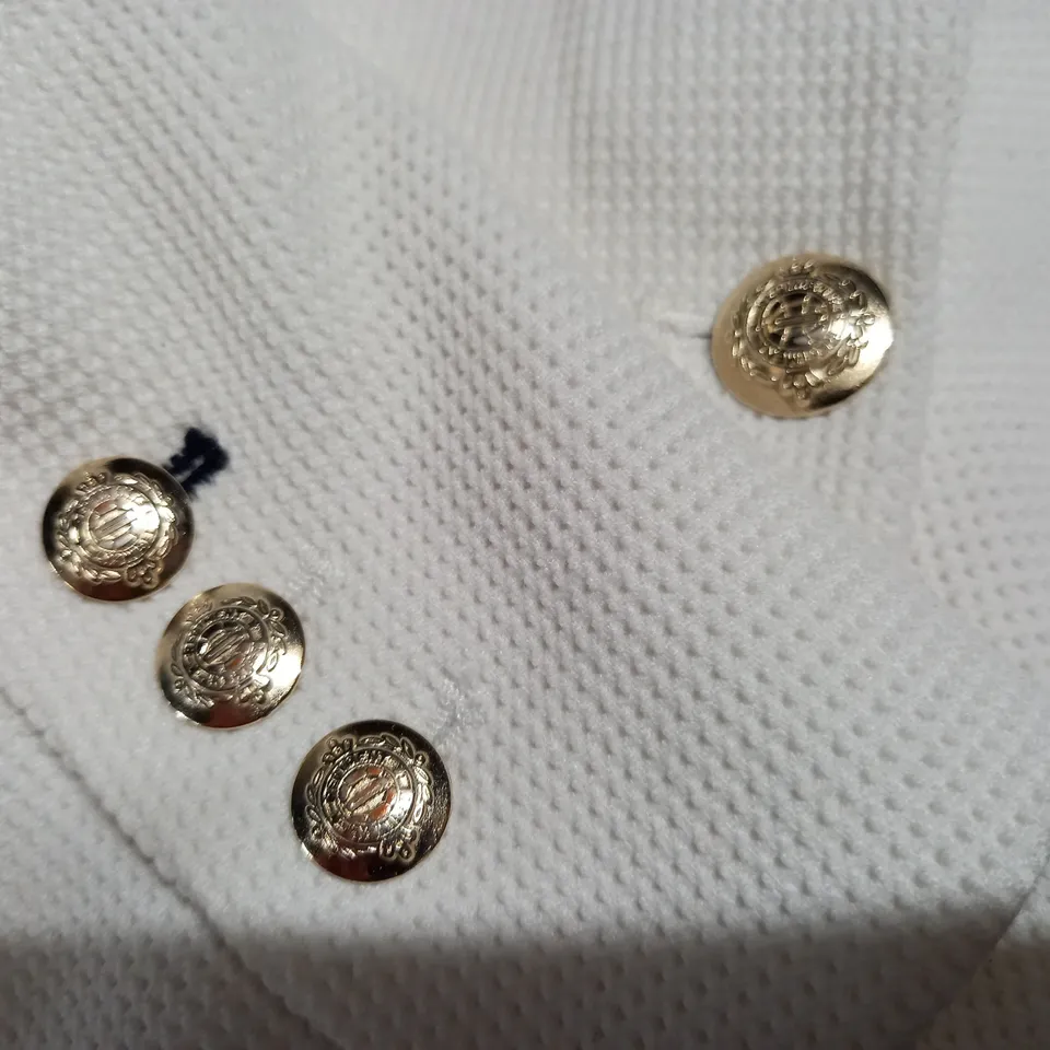 ZARA WOMAN WHITE WITH DETAILED BUTTON BLAZER - SIZE EU S
