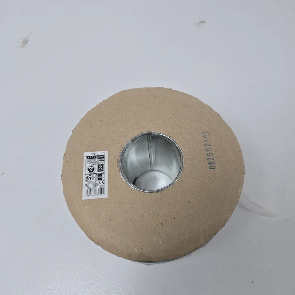 TWIN & EARTH ELECTRICAL CABLE ON REEL – 100M, 2 X 2.5 + 1.5 MM² GREY/BROWN & BLUE