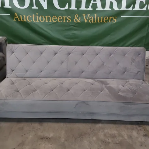 DESIGNER CLICK CLACK SOFA BED GREY PLUSH FABRIC