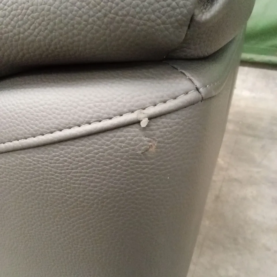 EDISON 2 SEATER LUXURY FAUX LEATHER MANUAL RECLINER SOFA - CHARCOAL RRP £649