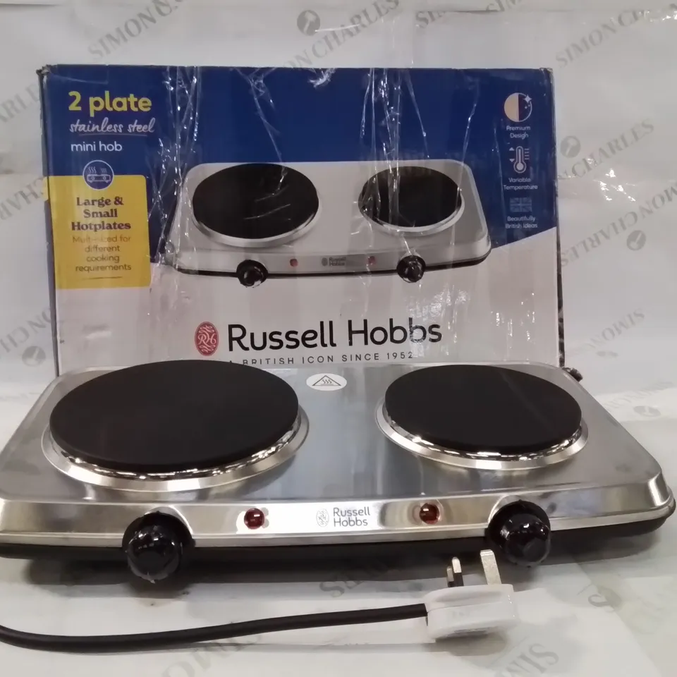BOXED RUSSELL HOBBS 2 PLATE MINI ELECTRIC HOB