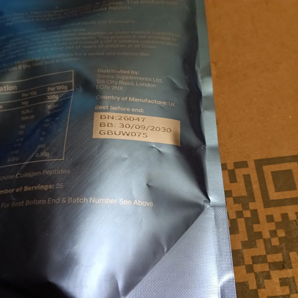 2 X SUNNA SUPPLEMENTS HALAL COLLAGEN PROTEN UNFLAVOURED 250G