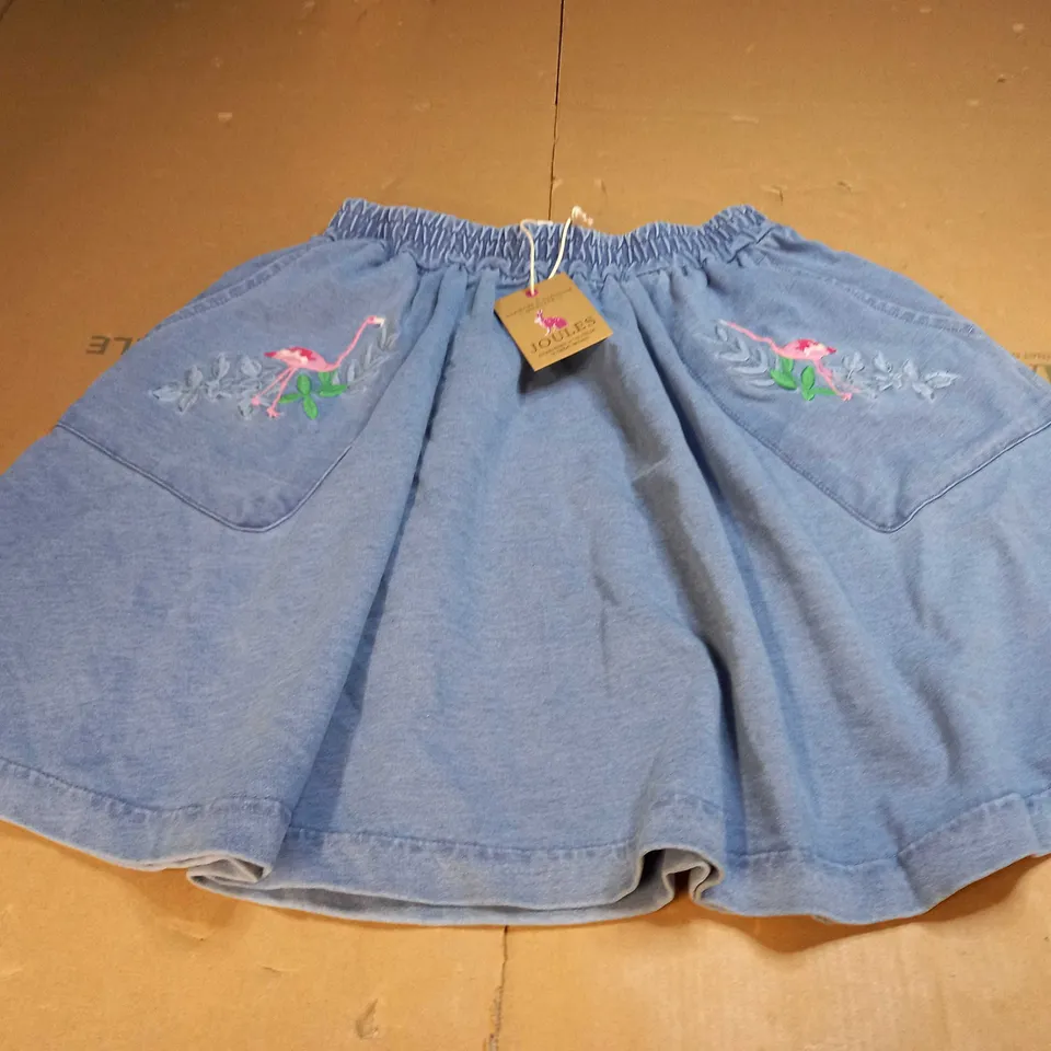 JOULES SPIN DENIM FLAMINGO SKIRT SIZE 9-10 YEARS