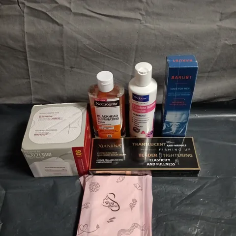 APPROXIMATELY 15 HEALTH AND BEAUTY PRODUCTS TO INCLUDE BARUBT MADE FOR MEN CREAM, NEUTROGENA BLACKHEAD ELIMINATING TONER AND LOOSE SANITARY PADS