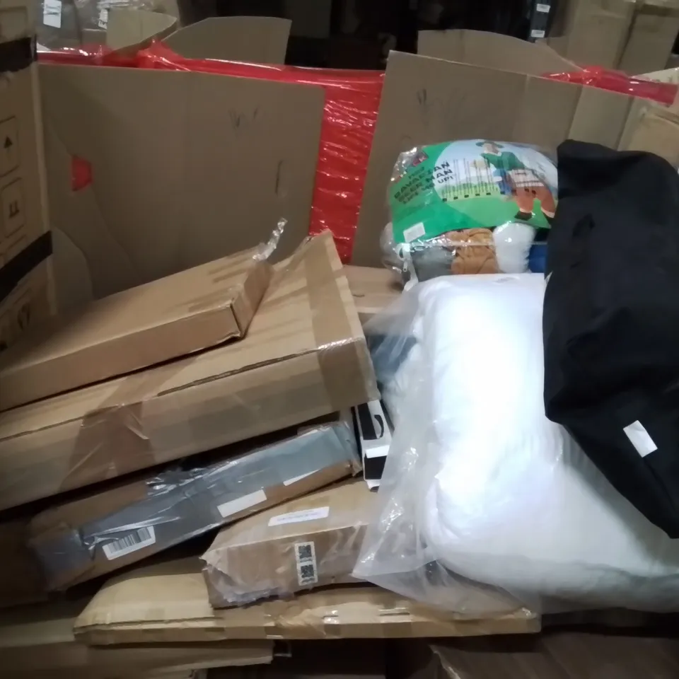 PALLET OF ASSORTED HOUSEHOLD GOODS AND PRODUCTS TO INCLUDE;LOGITECH KEYBOARD,CLOCK,CAT BED