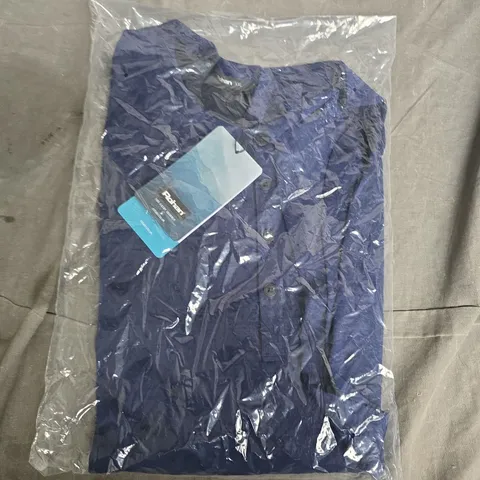 BAGGED ROHAN MERINO UNION 150 HENLEY LONG SLEEVE IN BLUE MARL - XXL