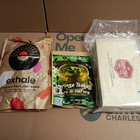 APPROXIMATELY 5 ASSORTED FOOD ITEMS TO INCLUDE - COFFEE, NATURAL TEA BAGS AND TURKISH DELIGHT 