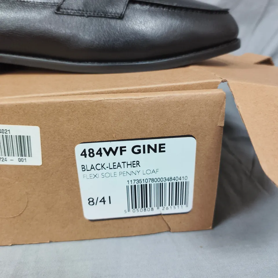 DUNE LONDON BLACK LEATHER PENNY LOAFERS – UK 8 (EU 41)