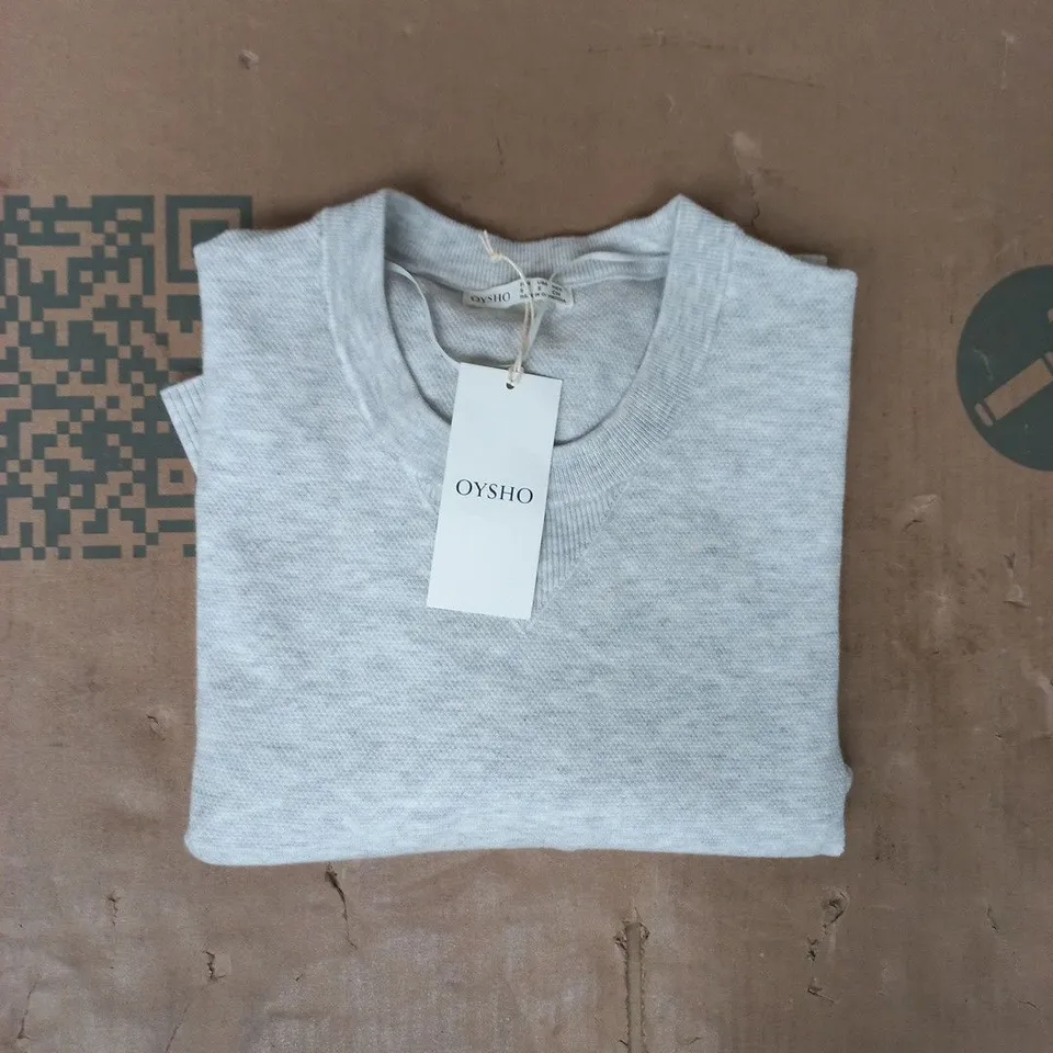 OYSHO LONG SLEEVE TOP IN GREY SIZE SMALL