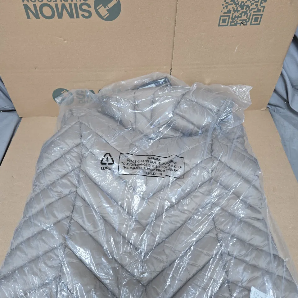 EMRECO PACK-AWAY QUILTED JACKET – TAUPE, LONG SLEEVE, UK 18