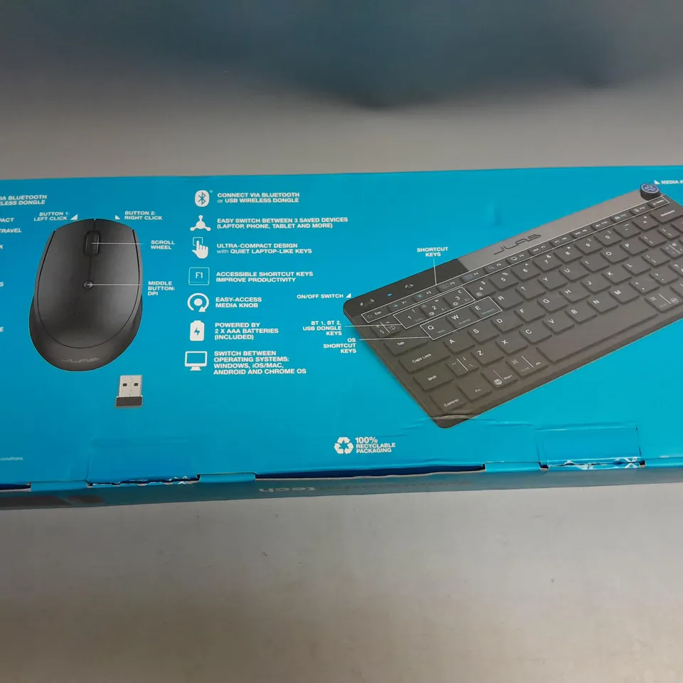 BOXED JLAB GO KEYBOARD AND MOUSE MULTI DEVICE WIRELESS COMBO PACK