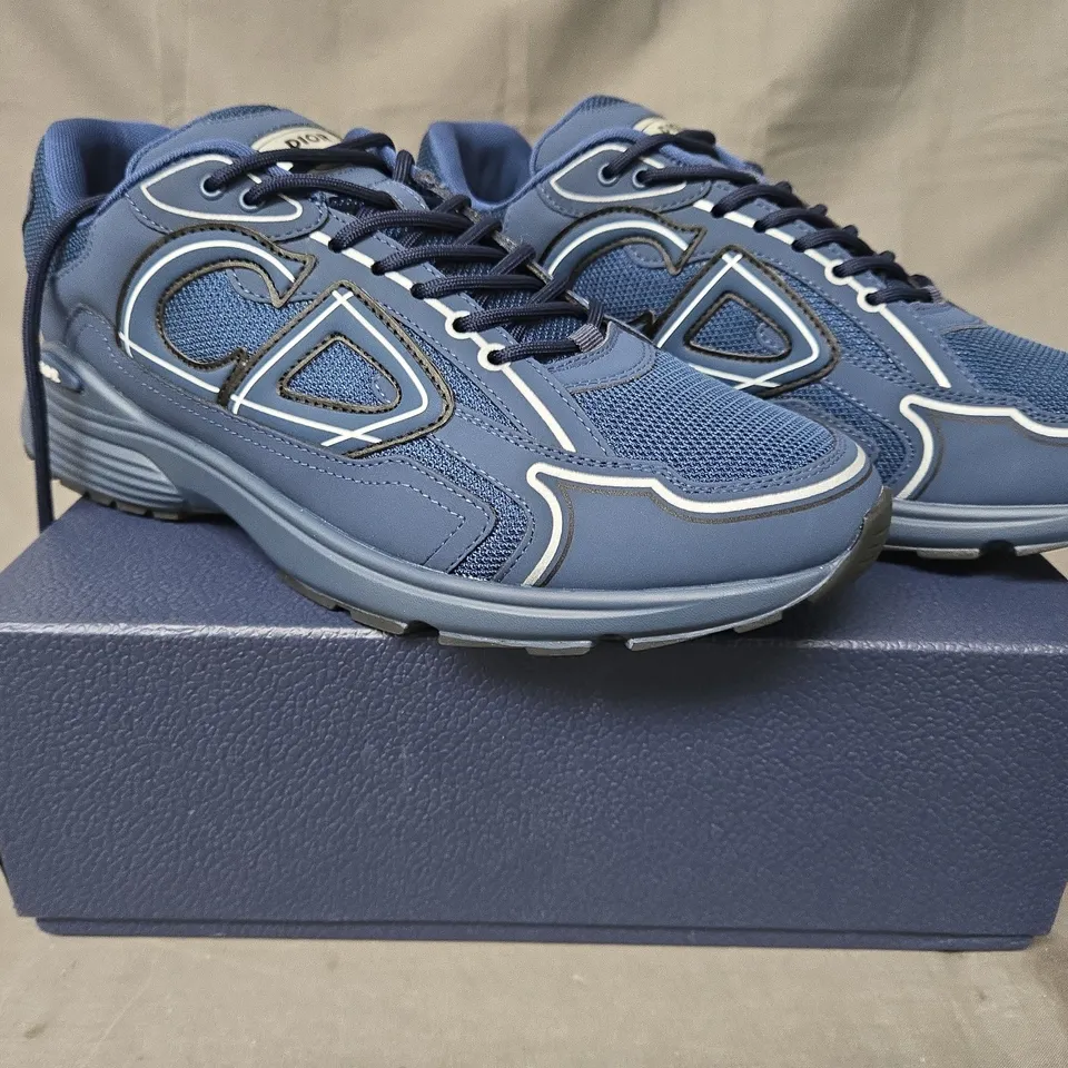 BOXED PAIR OF DIOR B30 SHOES IN DEEP BLUE EU SIZE 43