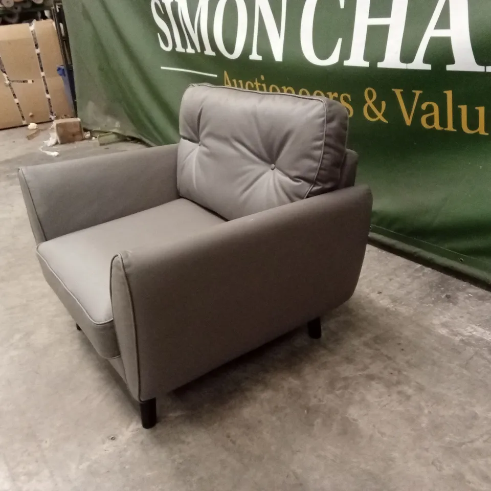 PAULO FAUX LEATHER STANDARD BACK ARMCHAIR - GREY RRP £449