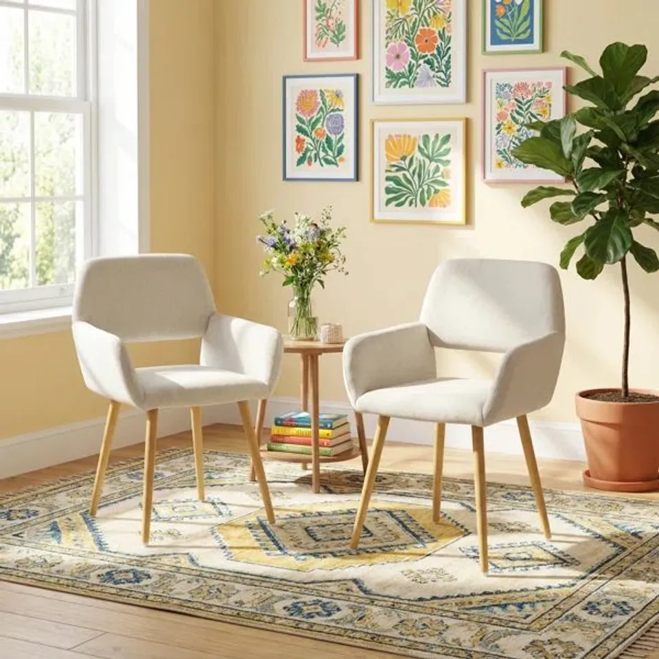 BOXED UPHOLSTERED DINING CHAIRS WITH ARM SET OF 2 (1 BOX)