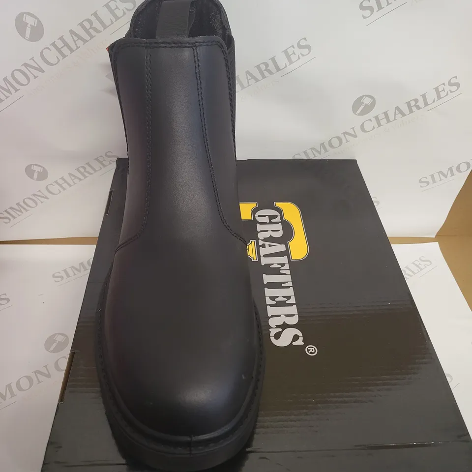 BOXED GRAFTERS GRINDER BLACK SAFETY TWIN GUSSET DEALER BOOTS - SIZE 11 UK