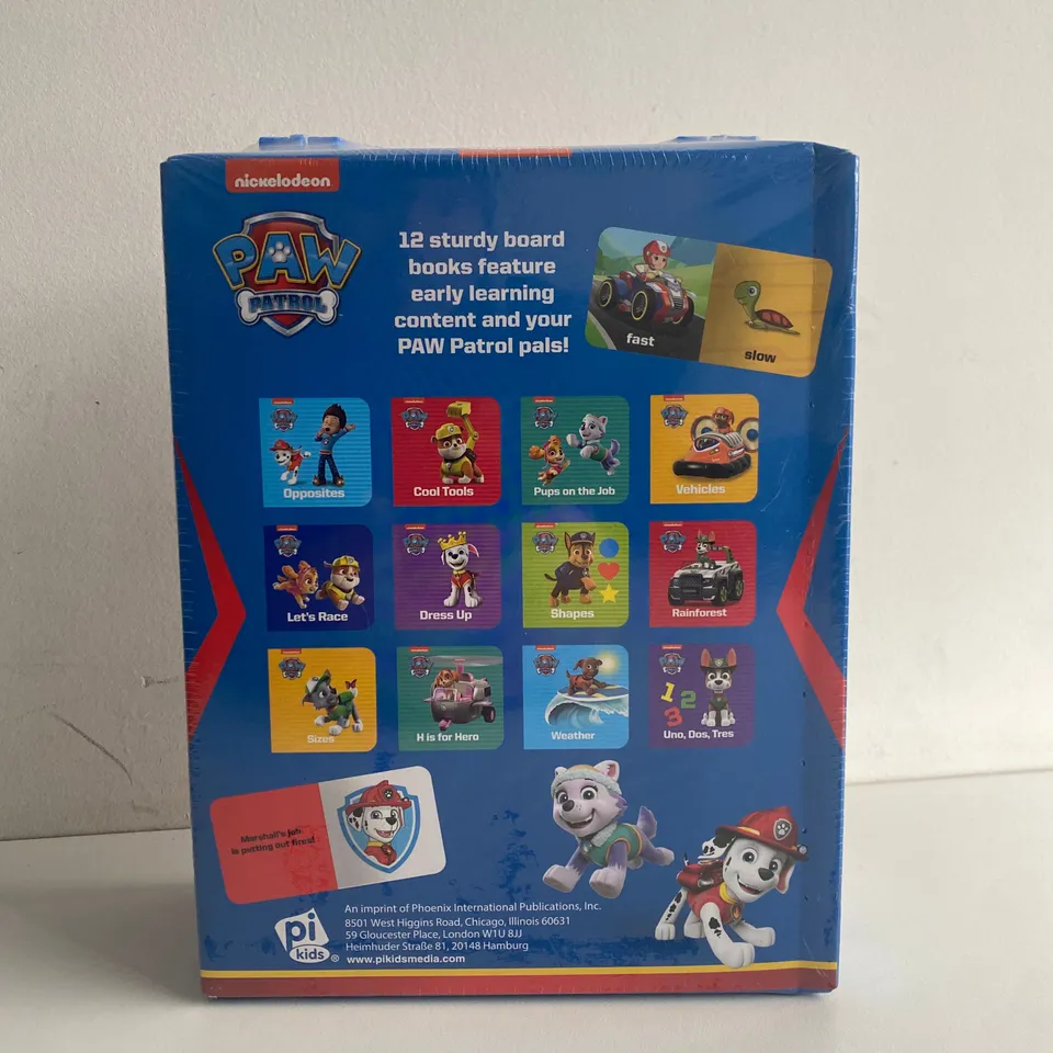BOXED CELLOPHANE-WRAPPED NICKELODEON PAW PATROL SET OF 12 BOARD BOOKS