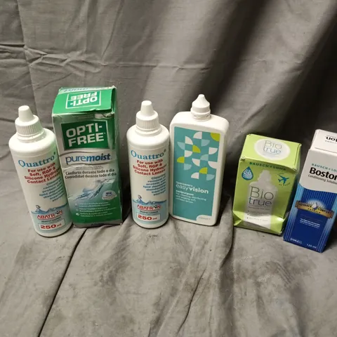 APPROXIMATELY 15 ASSORTED EYECARE & HEALTHCARE PRODUCTS TO INCLUDE BOSTON COMFORT FORMULA, BIOTRUE MULTI-PURPOSE SOLUTION, QUATTRO MULTIFUCTIONAL SOLUTION, ETC - COLLECTION ONLY