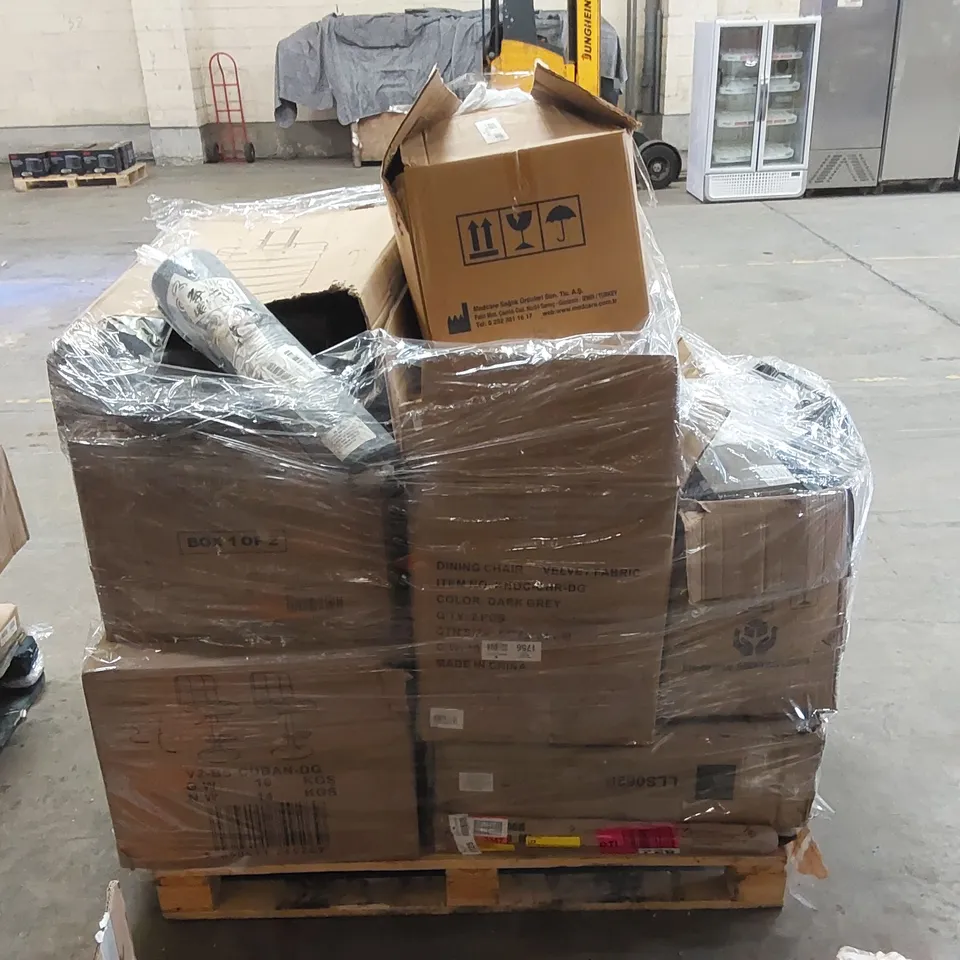 PALLET OF ASSORTED CONSUMER PRODUCTS/FURNITURE PARTS 