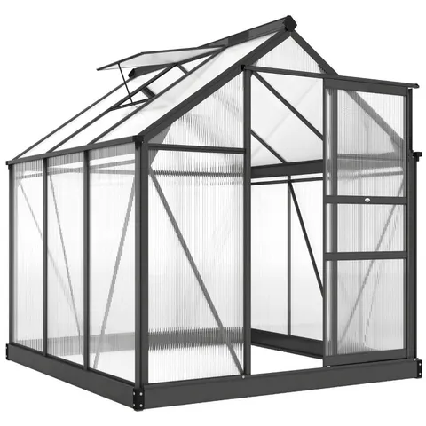 BOXED OUTSUNNY BLOOMGREEN 6 X 6FT LARGE GREENHOUSE WITH ALUMINIUM FRAME - GREY (2 BOXES)