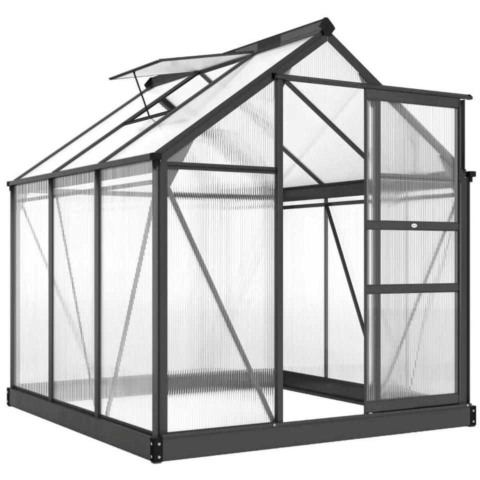 BOXED OUTSUNNY BLOOMGREEN 6 X 6FT LARGE GREENHOUSE WITH ALUMINIUM FRAME - GREY (2 BOXES)