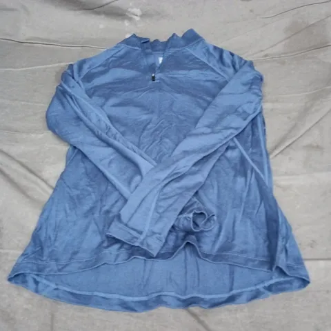 CRANE MERINO TOP – BLUE, ZIP-NECK, SIZE S