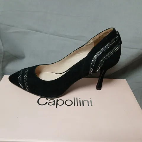 CAPOLLINI ELSIE BLACK SUEDE HIGH HEELS – UK 3.5 (EU 36)