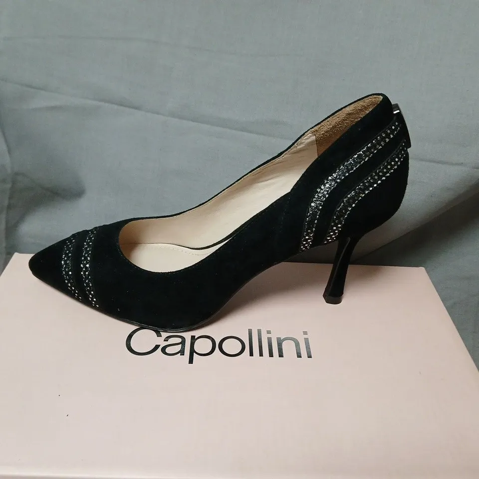 CAPOLLINI ELSIE BLACK SUEDE HIGH HEELS – UK 3.5 (EU 36)