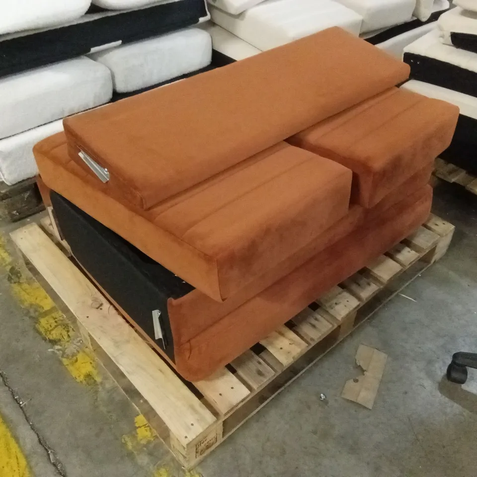UNASSEMBLED LONA 2 SEATER SOFA, BURNT ORANGE VELVET