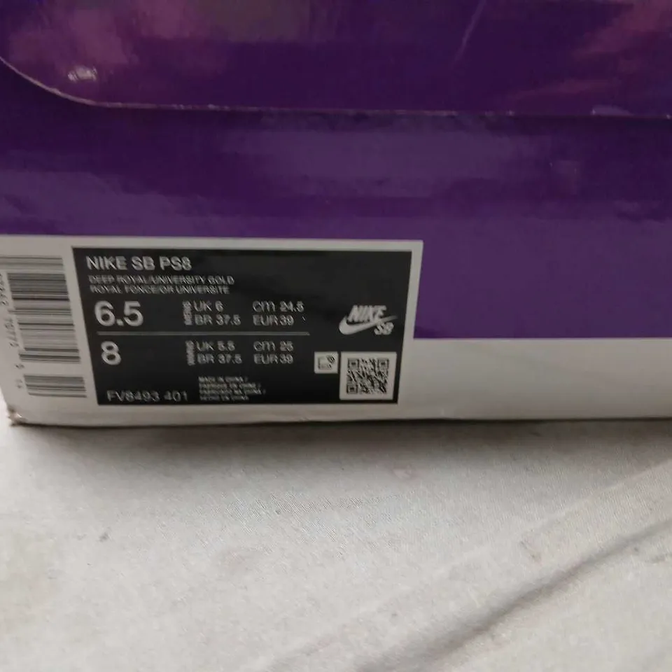 NIKE SB TRAINERS – BLUE/YELLOW SWOOSH, UK 6 (US 6.5) 