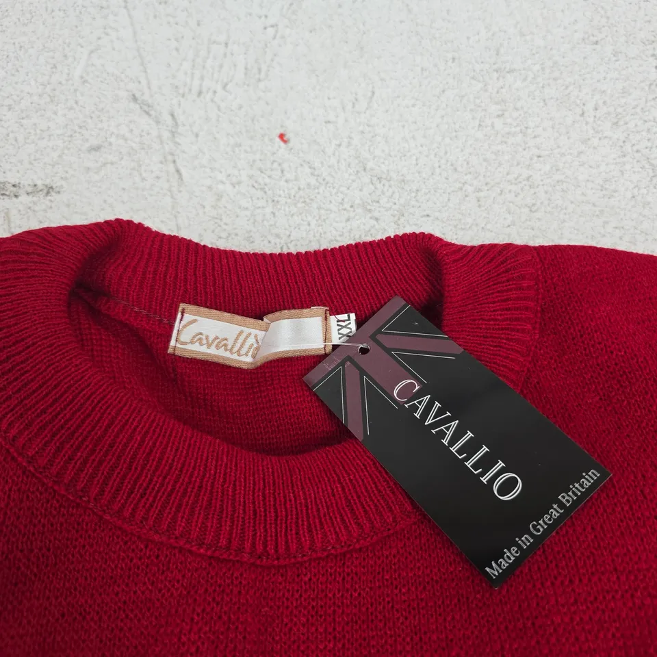 CAVALLI RED KNIT JUMPER – MADE IN GREAT BRITAIN SIZE XXL