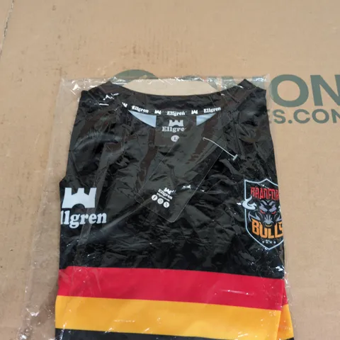 BRADFORD BULLS RUGBY JERSEY β MEN'S BLACK SHIRT WITH RED/YELLOW STRIPE SIZE L