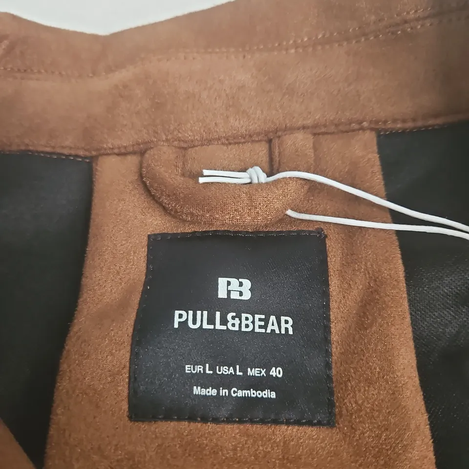 PULL&BEAR BROWN SUEDE-LOOK JACKET – UK 12 (EU L / US L / MEX 40)