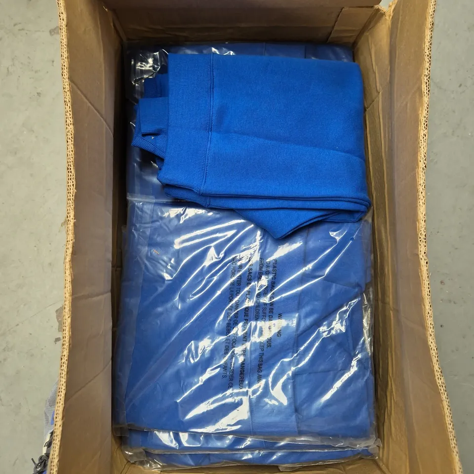 BOX OF APPROXIMATELY 30 PLAIN KIDS SCHOOL JUMPERS IN BLUE - VARIOUS SIZES