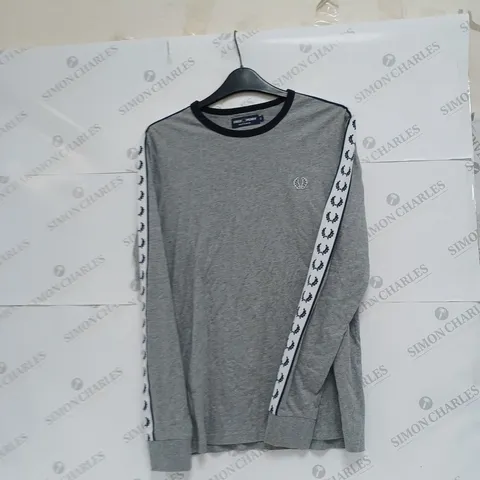 FRED PERRY GREY LONG SLEEVE TOP SMALL 
