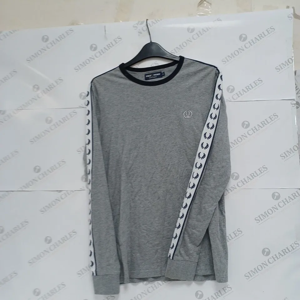 FRED PERRY GREY LONG SLEEVE TOP SMALL 