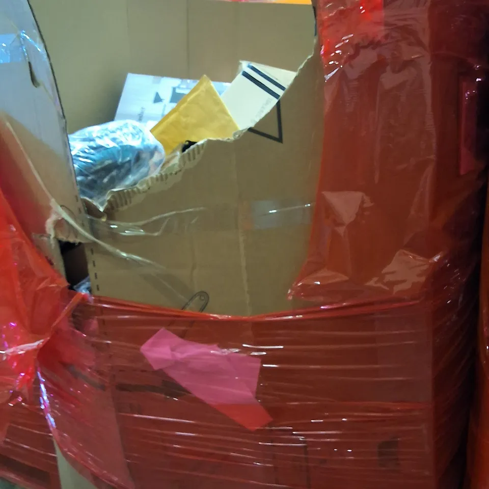 PALLET OF ASSORTED HOUSEHOLD ITEMS AND PRODUCTS TO INCLUDE;CARPET WASHER,FLOATING SHELVES,AREA RUG