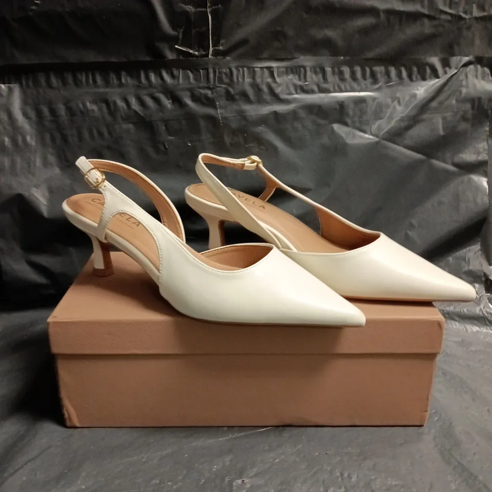 CARVELA CREAM SLINGBACK PUMPS, POINTED TOE, LEATHER SIZE EU 38