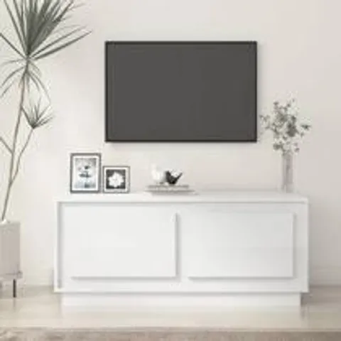 BOXED 17 STORIES COFFEE TABLE HIGH GLOSS WHITE 102 x 50 x 44cm ENGINEERED WOOD (1 BOX)