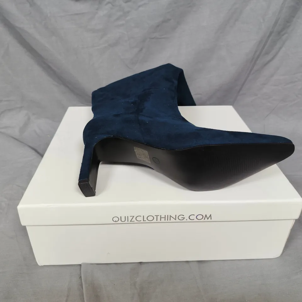 QUIZ NAVY BLUE SUEDE ANKLE BOOT – WOMEN'S FOOTWEAR, BOXED SIZE UK 5