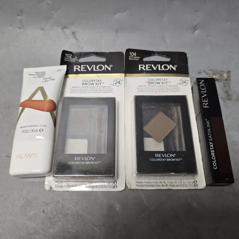 BOX OF APPROXIMATELY 40 ASSORTED HEALTH & BEAUTY ITEMS TO INCLUDE - REVLON COLOR STAY BROW KIT 102,  REVLON COLOR STAY BROW KIT 104 , REVLON COLOR STAY SATIN INK 022 ETC