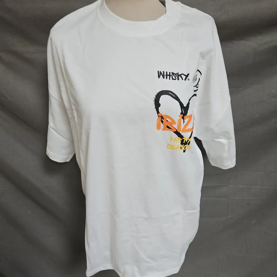 WHSKY IBIZA BACK GRAPHIC TSHIRT IN WHITE SIZE M