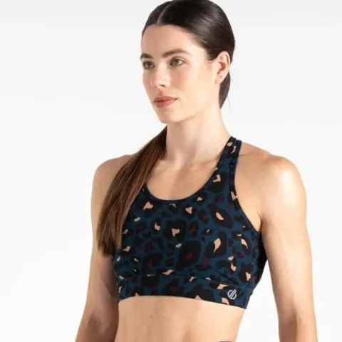 APPROXIMATELY 69 BRAND NEW DARE 2B SPORTS BRA SWIFT II IN MOONLIGHT DENIM/ANIMAL PRINT