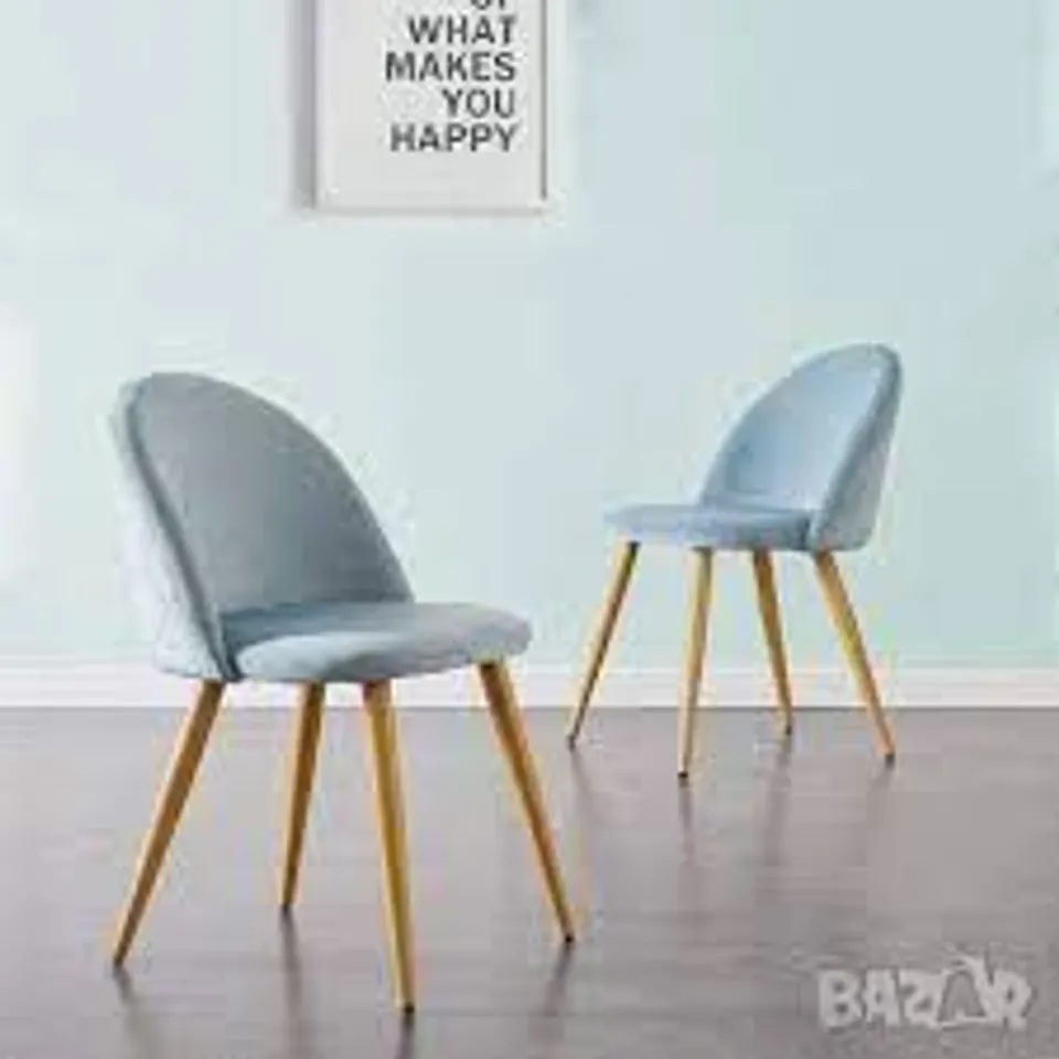 BOXED 2 BLUE SUEDE CHAIRS (1 BOX)