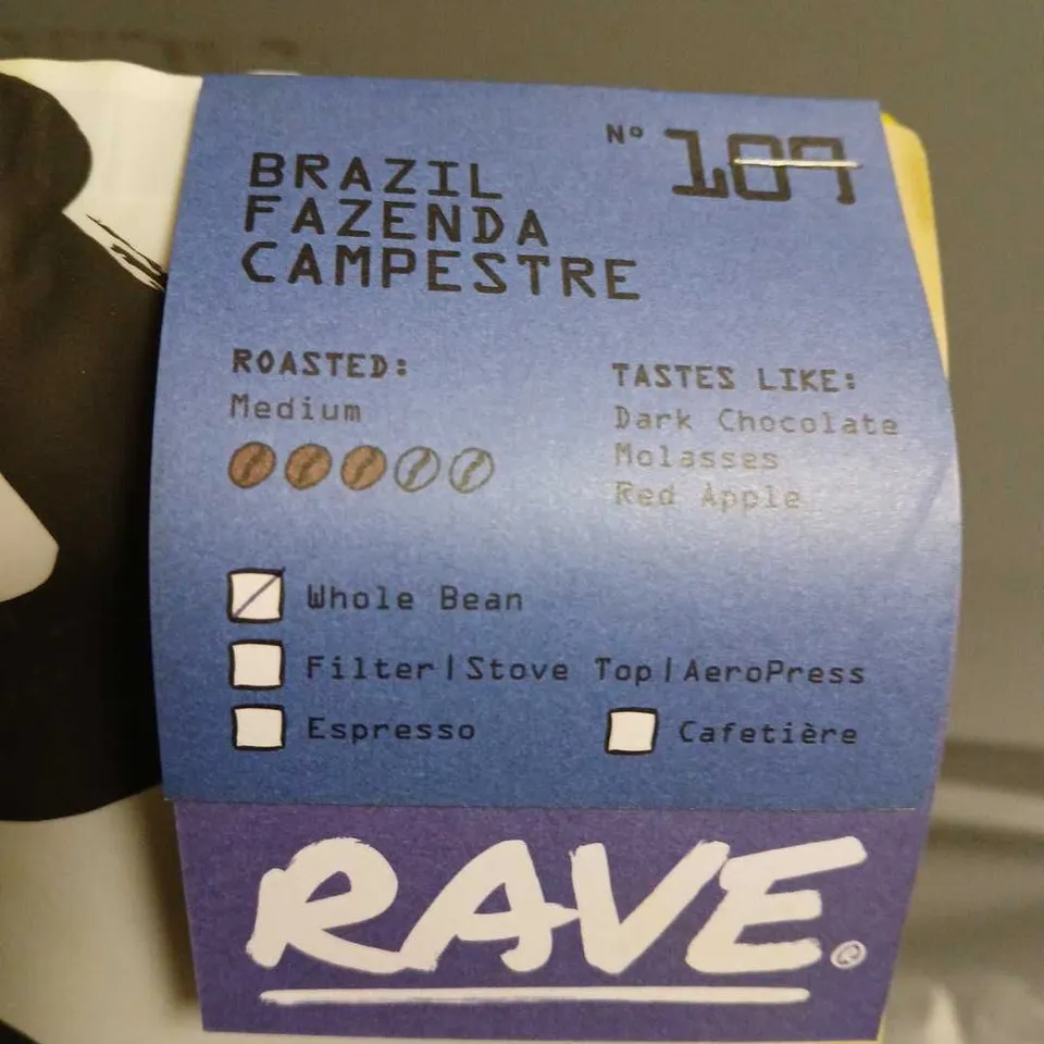 LOT OF 3 ASSORTED PACKETS OF RAVE COFFEE INCLUDES 2 1KG & 1 250G PACK