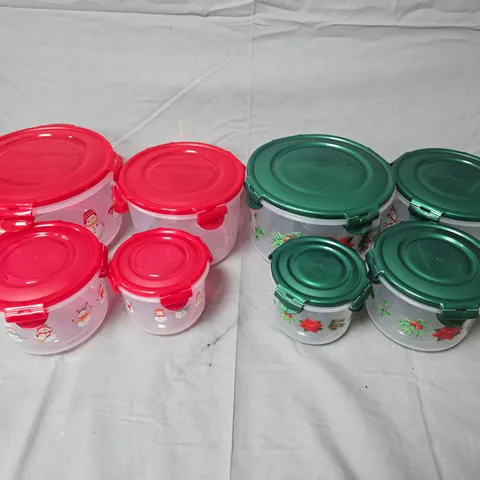 10 LOCK&LOCK ROUND PLASTIC FOOD STORAGE CONTAINERS SETS – ASSORTED SIZES, PINK & GREEN LIDS