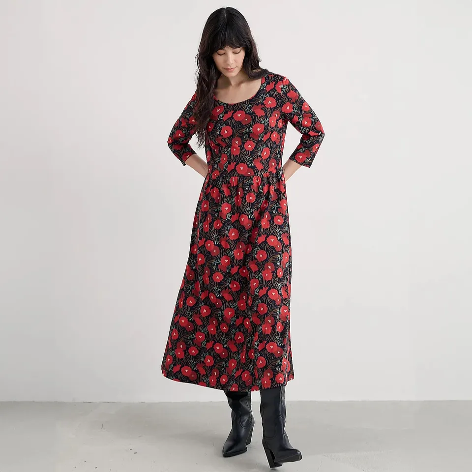 SEASALT CORNWALL EMILY 3/4 SLEEVE JERSEY DRESS - SIZE 16