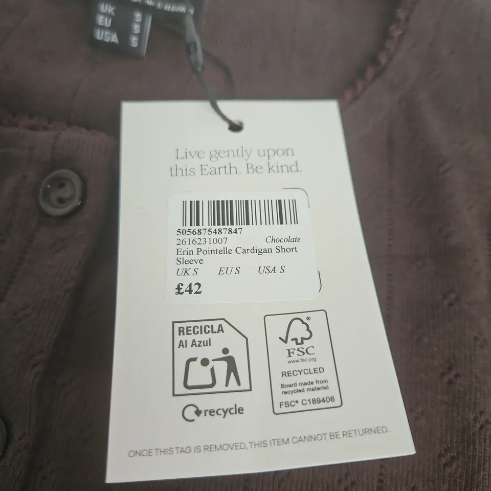 NOBODYS CHILD ERIN POINTELLE SHORT SLEEVE CARDIGAN - UK S