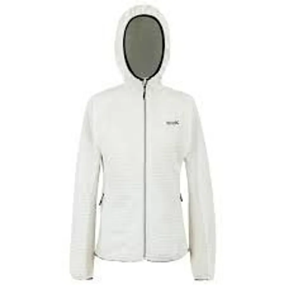 BRAND NEW REGATTA WOMENS ENDRA HOODED FLEECE JACKET IN WHITE STONE - UK 12