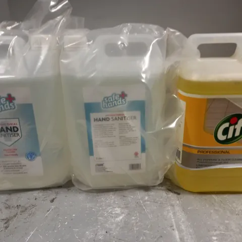 3 X ASSORTED CLEANING SOLUTIONS TO INCLUDE FLOOR CLEANER & HAND SANITISER - COLLECTION ONLY