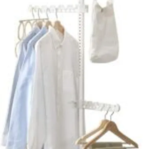 BOXED EN.CASA TELESCOPIC GARMENT HANGER HEAVY DUTY CLOTHES HANGER ADJUSTABLE WHITE